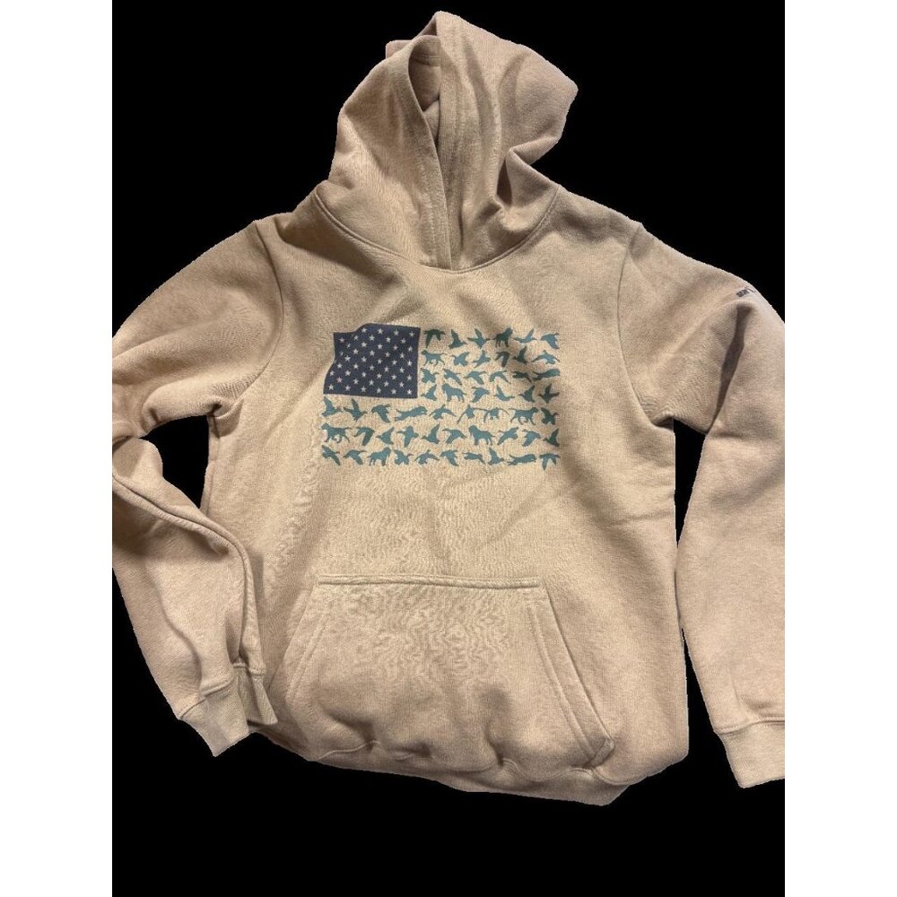 Columbia Youth Boys PHG Hunt Flag Hoodie, Sahara/Cordovan Duck Flag, Small NWOT